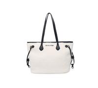 JFY Women's Zip Top Closure Faux Fur Tote Bag in Off White