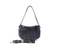 JFY Women's Zip Top Closure Top Handle Faux Fur Clutch Bag in Grey