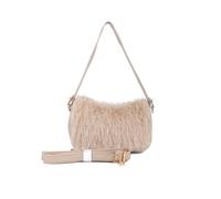 JFY Women's Zip Top Closure Top Handle Faux Fur Clutch Bag in Khaki JFY Khaki One Size