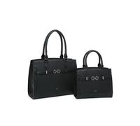 JFY Women's Zip Top Two Handles 2 In 1 Handbag Tote Bag in Black JFY Black