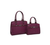JFY Women's Zip Top Two Handles 2 In 1 Handbag Tote Bag in Purple JFY Purple