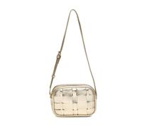 Jfy Woven Interlaced Pattern Metalic Pu Zip Top Shoulder Bag In Gold Gold