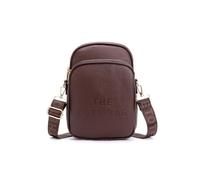 JFY Zip Top 3 Compartments Canvas Strap Cross Body Bag (Coffee)
