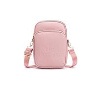 JFY Zip Top 3 Compartments Canvas Strap Cross Body Bag (Pink)