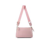 JFY Zip Top 3 Compartments Canvas Strap Cross Body Bag (Pink)