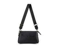 Jfy Zip Top 3 Compartments Canvas Strap Crossbody Handbag In Black Black