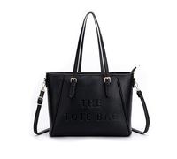 JFY Zip Top Closure Dual Top Handles Tote Bag (Black)