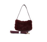 Jfy Zip Top Closure Top Handle Faux Fur Clutch Bag In Wine Wine