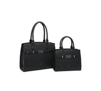 Jfy Zip Top Two Handles 2 In 1 Handbag Tote Bag In Black Black