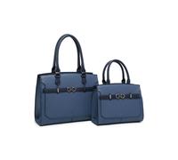 Jfy Zip Top Two Handles 2 In 1 Handbag Tote Bag In Dark Blue Dark Blue