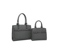 Jfy Zip Top Two Handles 2 In 1 Handbag Tote Bag In Dark Grey Dark Grey