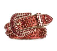 JFYSJH Sparkly Rhinestone Belt for Women Men Cowboy Cowgirl Bling Studded BB Y2K Belt Plus Size, Sz001-red, Fit Waist 41-45 inch