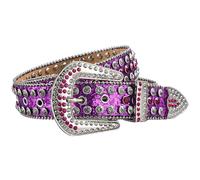 JFYSJH Sparkly Rhinestone Belt for Women Men Cowboy Cowgirl Bling Studded BB Y2K Belt Plus Size, Sz001-purple, Fit Waist 41-45 inch