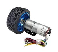 JGA25-370 DC 6V 12V 24V Smart Car Set Wheel Dia 65mm/85mm/130mm Tires Encoder electronic starter 12 Volt V Speed Reducer Encode MQXFCZUX(12v 280rpm,65mm Tires)