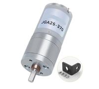 JGA25-370 Micro Planetary DC Geared Motor, 6V/12V/24V Reversible High Torque 9KG.CM, Full Metal Brushed Motor with Mounting Bracket, 4mm Threaded Shaft (50RPM 24V Fixed Bracket)