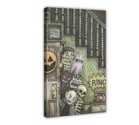 JGACBHE Monsters Under The Stairs Poster Canvas Poster Bedroom Decor Landscape Office Room Decor Gift 24x36inch(60x90cm)