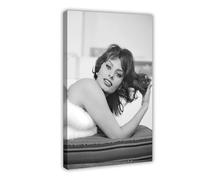 JGAIEWC Sophia Loren in Furs C. 1959, Black & White Canvas Poster Wall Art Decor Print Picture Paintings for Living Room Bedroom Decoration 20x30inch(50x75cm)