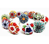 JGARTS 12 x Mix Vintage Look Flower Ceramic Knobs Door Handle Cabinet Drawer Cupboard Pull (12 Flat)