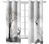 JGCAI Blackout Eyelet Curtains For Living Room Kids Bedroom 140x160cm Animal Deer Pattern Thermal Insulated Curtains Winter Energy Saving Summer Sun Blocking Window Drapes