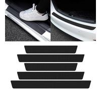 JGDLBXJY 5Pcs Car Door Sill Protector Strips for Ford Tourneo Courier 2 2014-2024 (Kastenwagen), Car Carbon Fiber Door Sill Kick Plates Protector and Rear Bumper Protector Scuff Guard Non-Slip