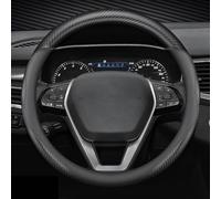 JGDLBXJY Leather Car Steering Wheel Covers for Honda CRV CR V 2017-2022 Microfiber Steering Wheel Cover Breathable Anti-slip Protector Size 37-38cm/14.5-15inch,Black-Round type
