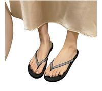 JGDSDMJG flip flops women Beach Shoes Houshing Summer Fashion Outdoor Wear Seaside Thick Underside Flip-flops-hujiutuo Black-40 (24 5-25)