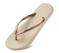 JGDSDMJG flip flops women Simple Flip-flops With A Flat Heel For Women, Non-slip Summer Couples To Wear On The Beach-women's Beige-230 (suitable 35-36 Sizes)