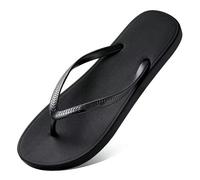 JGDSDMJG flip flops women Simple Flip-flops With A Flat Heel For Women, Non-slip Summer Couples To Wear On The Beach-female Black-250 (suitable 39-40 Yards)