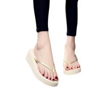 JGDSDMJG flip flops women Summer Flip-flops For Women, Non-slip Sandals With Thick Soles, Waterproof Beach Shoes, Flat Sandals-beige-like 5cm (rubber Bottom)-38