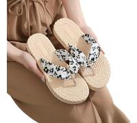 JGDSDMJG flip flops women Summer Ladies Casual With Flowers For Outdoor Use On The Beach-m-405 White-39