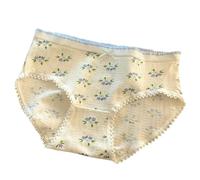 JGDSDMJG Women's Knickers Underwear A-class Made Of Cotton, Antibacterial, Breathable, Convenient, Medium Waist, Women-white Flowers-xl (105-135 Jin)-3pc