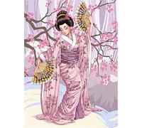 JGFAUKP Full Round Drill 5D DIY Diamond Painting 'Japanese Woman' Embroidery Cross Stitch 5D Home Decor Gift