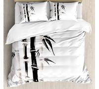 JGGXHM 3 Piece Bedding Set Comforter Duvet Cover Pillow Shams Bamboo Pattern in Traditional Chi Bedding Cover Double Bed Set(200x200cm)
