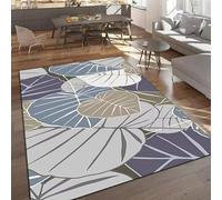 JGGXHM Art Natural Element Fusion Rug Blue Gray Plant Leaf Geometric Soft Floral Vine Dual-Style Decorative Carpet for Living Room(40x90cm)