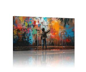 JGGXHM Banksy Canvas Wall Art - Large, Extra Large Wall Art Print -(70x140cm) 28x55in Internal Frame