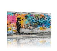 JGGXHM Banksy Graffiti Street Canvas-Wall-Art, Large Colorful Graffiti Wall Art Canvas Banksy, Banksy Extra Large Wall Art Print -(35x75cm) 14x30in internal frame