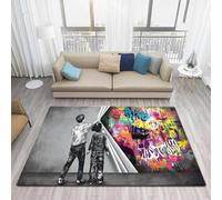 JGGXHM Banksy Street Graffiti Art Print Rug Non-Slip Carpet Large Rugs for Living Room Kitchen Rugs Home Entrance Floor Mat 160x220cm