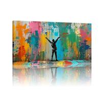 JGGXHM Banksy Wall Art Prints, Banksy Wall Mural, Banksy Wall Art Canvas, Extra Large Canvas Prints, Banksy Posters and Prints -(70x140cm) 28x55in internal frame