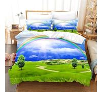 JGGXHM Bedding Set Rainbow Sky Duvet Cover Boys Kid's Quilt Covers Girls Room Gorgeous Starry Sky Bedding King/Queen Duvet Cover(220x240cm)