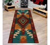 JGGXHM Bohemian Ethnic Runner Rugs Geometric Pattern Retro Floor Mat Non-Slip Soft Indoor Home Decor for Bedroom Bedside Hallway(120x210cm)