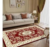 JGGXHM European Style Red Carpet for Living Room Luxury Decoration Home Bedroom Area Rug Lounge Non-slip Washable Floor Mat 60x100cm