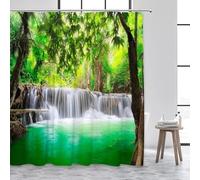 JGGXHM Forest Landscape Shower Curtains Tropical Jungle Plants Waterfall Park Nature Scenery Fabric Bathroom Curtain Decor Hooks 75x170cm/WxH curtain bath