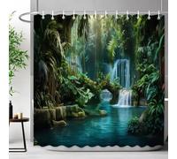 JGGXHM Forest Waterfall Natural Landscape Shower Curtain Polyester Fabric Washable Bath Curtain Bathroom Bathtub Decor With Hooks 102x83inch/WxH