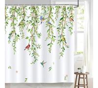 JGGXHM Green Leaf Plant Shower Curtain Leaves Pink Flower Bird Butterfly Potted Plants Botanical Bathroom Decor Bath Curtain 94x79in-240x200cm/WxH modern shower curtain