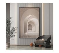 JGGXHM Landscape Building Painting Wall Art Geometric Architecture Space Aisle Posters Prints for Living Room Corridor Decor -(85x120cm) 33x47in internal frame