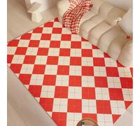JGGXHM Large Area Living Room Decoration Red Carpet Ins Style Rugs for Bedroom Home Non Slip Floor Mat Washable Cloakroom Rug 60x120cm KitchenRugs