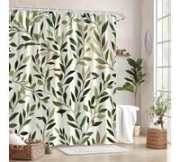 JGGXHM Leafy Branches Shower Curtain - Green Brown Botanical Design Light Cream Background 12 Hooks Machine Washable Bath Decor 102x71inch/WxH