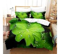 JGGXHM Leaves Bedding Sets Green Plants Duvet Covers Boys Girls Kid‘s Duvet Cover Set King Quilt Cover Bedroom Bed Queen Bedding Set(90x190cm)