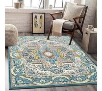 JGGXHM Living Room Carpet Ethnic Pattern Rugs Colorful Geometric Floral Designs Bohemian Gray Armchair Plant Decor Home Accent(90x120cm)