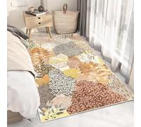 JGGXHM Natural Plants Print Carpet Patchwork Design Living Room Rug Leaf Pattern Absorbent Anti-Slip Country Style Home Decor Mat(80x140cm)